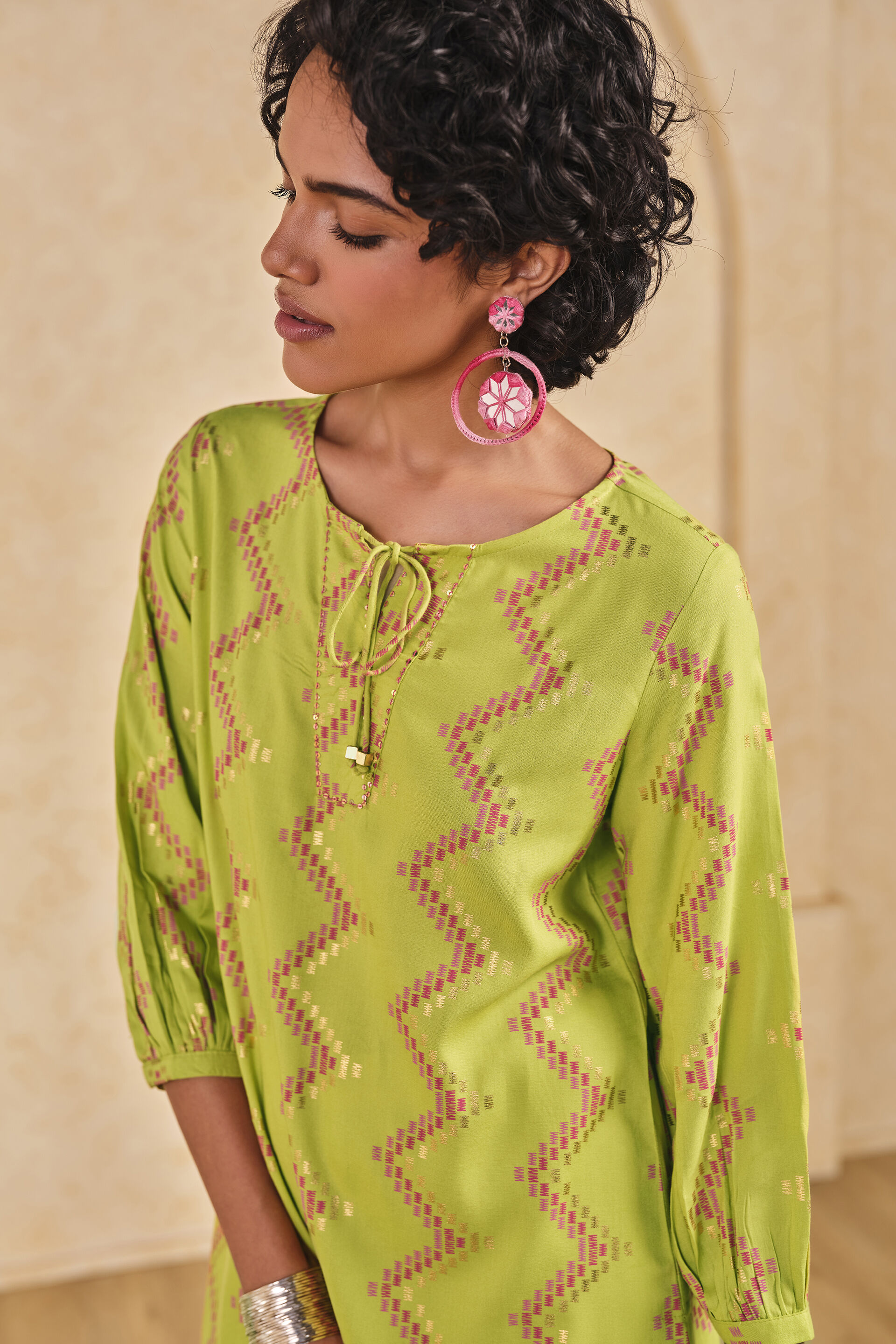 Lime Chevron Print Tunic, Lime, image 7